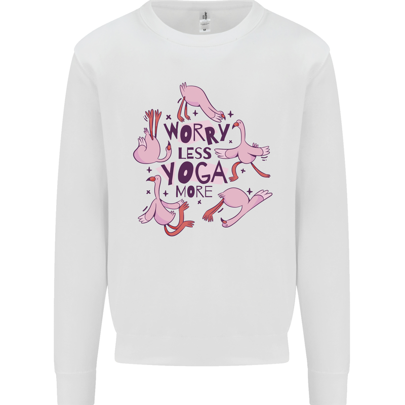 Worry Less Yoga More Kids Sweatshirt Jumper White