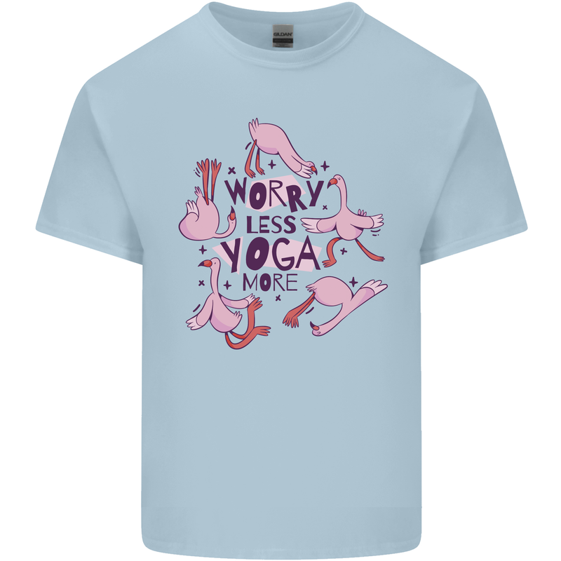 Worry Less Yoga More Kids T-Shirt Childrens Light Blue