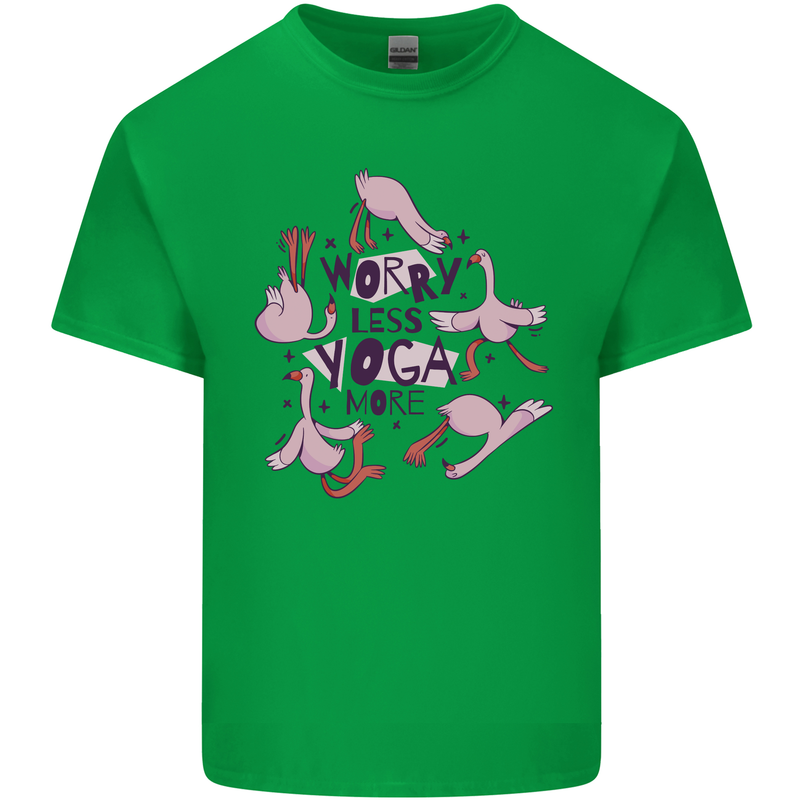 Worry Less Yoga More Mens Cotton T-Shirt Tee Top Irish Green