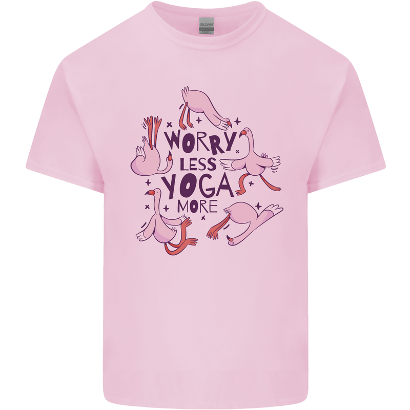 Worry Less Yoga More Mens Cotton T-Shirt Tee Top Light Pink