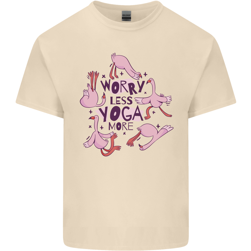 Worry Less Yoga More Mens Cotton T-Shirt Tee Top Natural