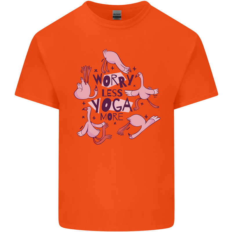 Worry Less Yoga More Mens Cotton T-Shirt Tee Top Orange