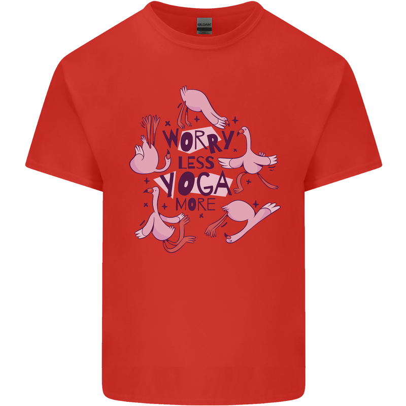 Worry Less Yoga More Mens Cotton T-Shirt Tee Top Red