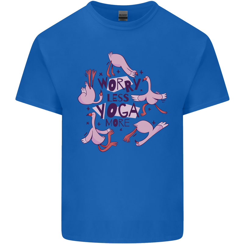 Worry Less Yoga More Mens Cotton T-Shirt Tee Top Royal Blue