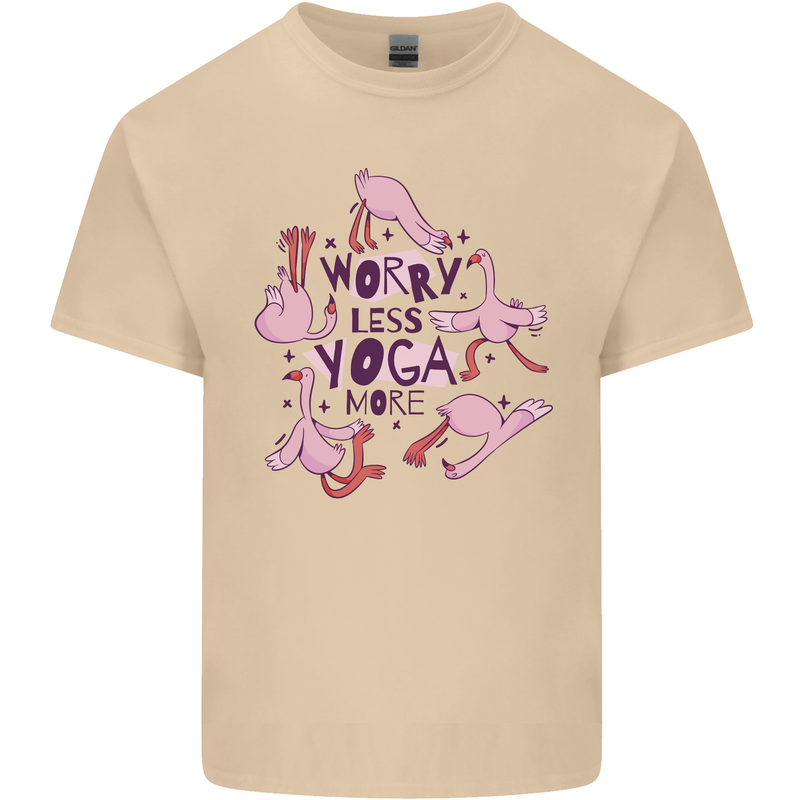 Worry Less Yoga More Mens Cotton T-Shirt Tee Top Sand