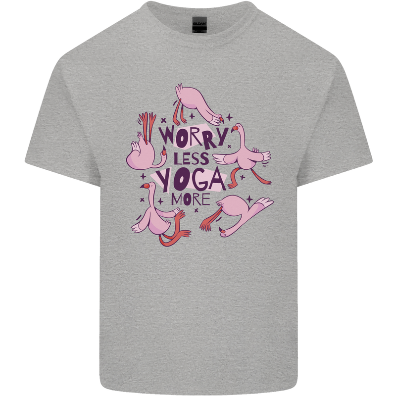 Worry Less Yoga More Mens Cotton T-Shirt Tee Top Sports Grey