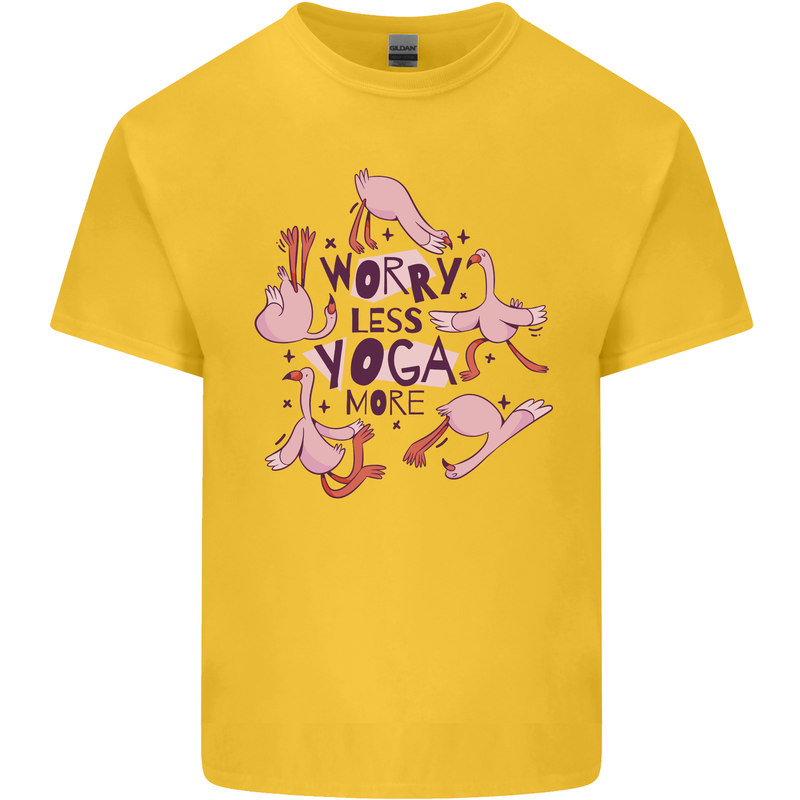 Worry Less Yoga More Mens Cotton T-Shirt Tee Top Yellow