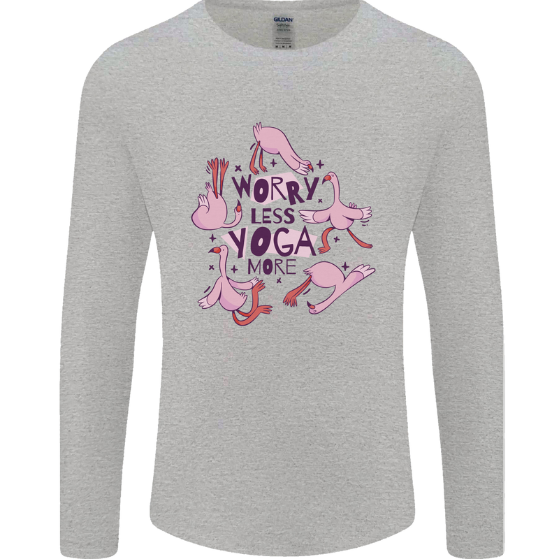 Worry Less Yoga More Mens Long Sleeve T-Shirt Sports Grey