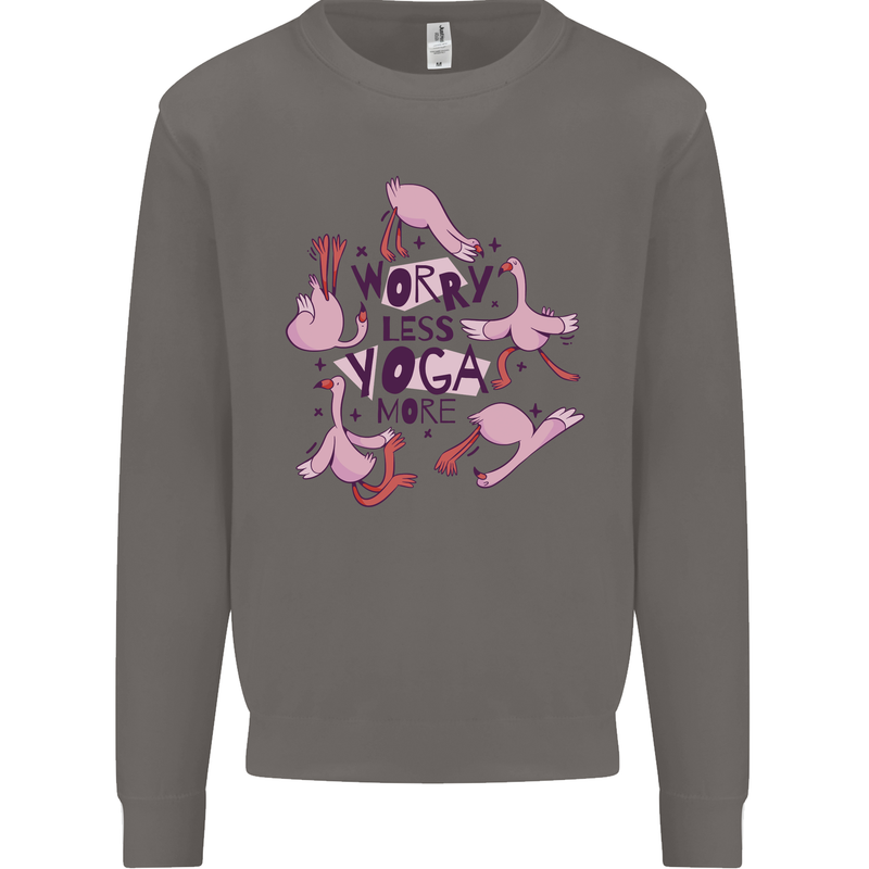 Worry Less Yoga More Mens Sweatshirt Jumper Charcoal