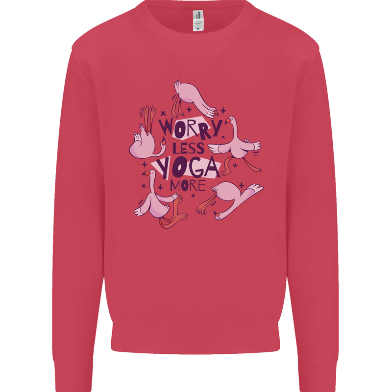 Worry Less Yoga More Mens Sweatshirt Jumper Heliconia