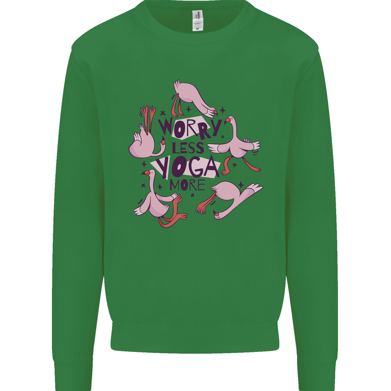 Worry Less Yoga More Mens Sweatshirt Jumper Irish Green