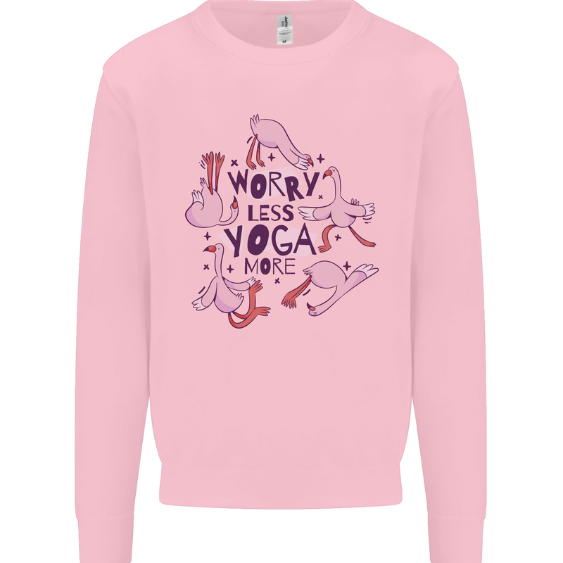 Worry Less Yoga More Mens Sweatshirt Jumper Light Pink