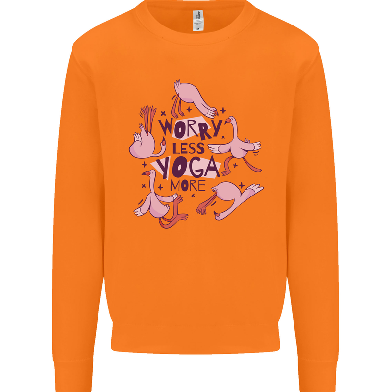 Worry Less Yoga More Mens Sweatshirt Jumper Orange