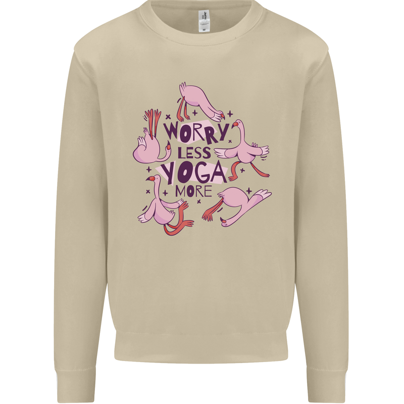 Worry Less Yoga More Mens Sweatshirt Jumper Sand