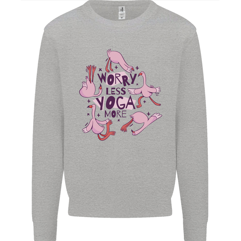 Worry Less Yoga More Mens Sweatshirt Jumper Sports Grey