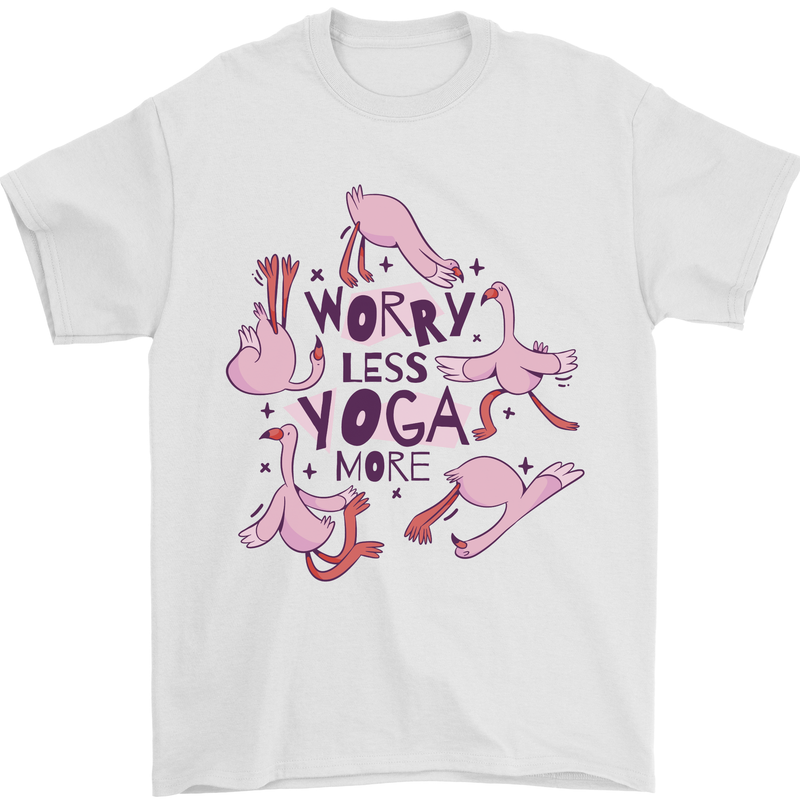 Worry Less Yoga More Mens T-Shirt 100% Cotton White