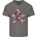 Worry Less Yoga More Mens V-Neck Cotton T-Shirt Charcoal