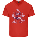 Worry Less Yoga More Mens V-Neck Cotton T-Shirt Red