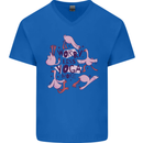 Worry Less Yoga More Mens V-Neck Cotton T-Shirt Royal Blue