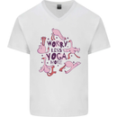 Worry Less Yoga More Mens V-Neck Cotton T-Shirt White
