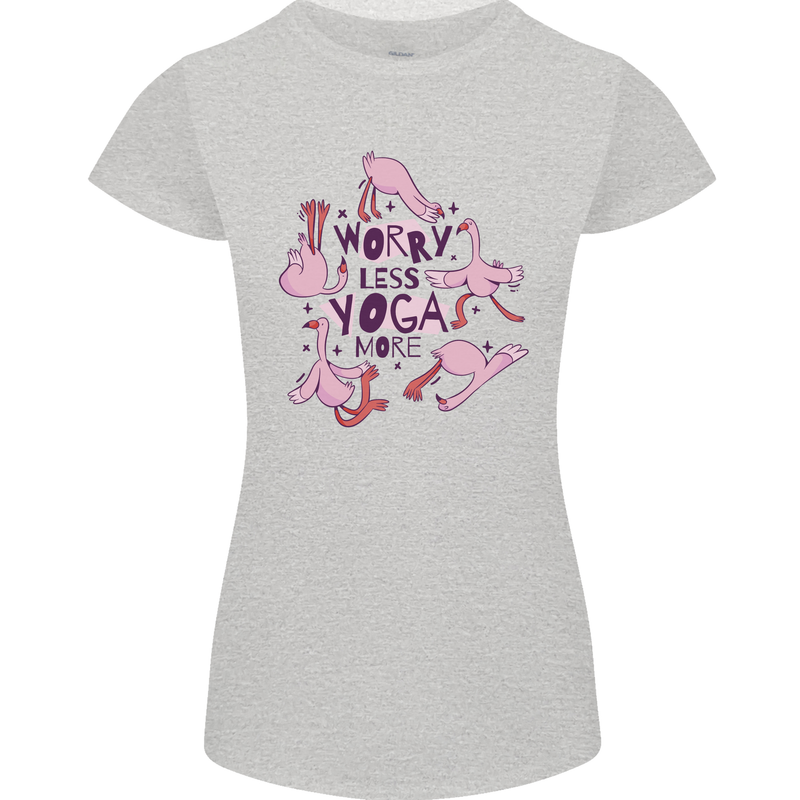 Worry Less Yoga More Womens Petite Cut T-Shirt Sports Grey