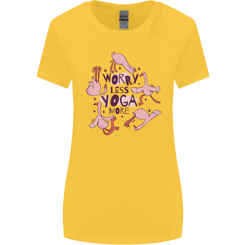 Worry Less Yoga More Womens Wider Cut T-Shirt Yellow