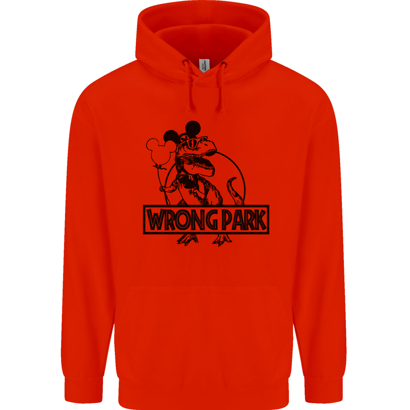Wrong Park Funny T-Rex Dinosaur Jurrasic Childrens Kids Hoodie Bright Red