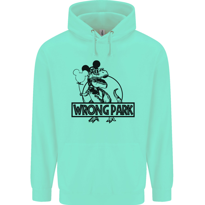 Wrong Park Funny T-Rex Dinosaur Jurrasic Childrens Kids Hoodie Peppermint