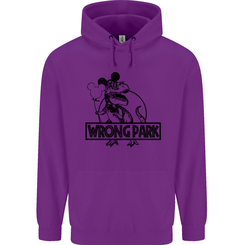 Wrong Park Funny T-Rex Dinosaur Jurrasic Childrens Kids Hoodie Purple