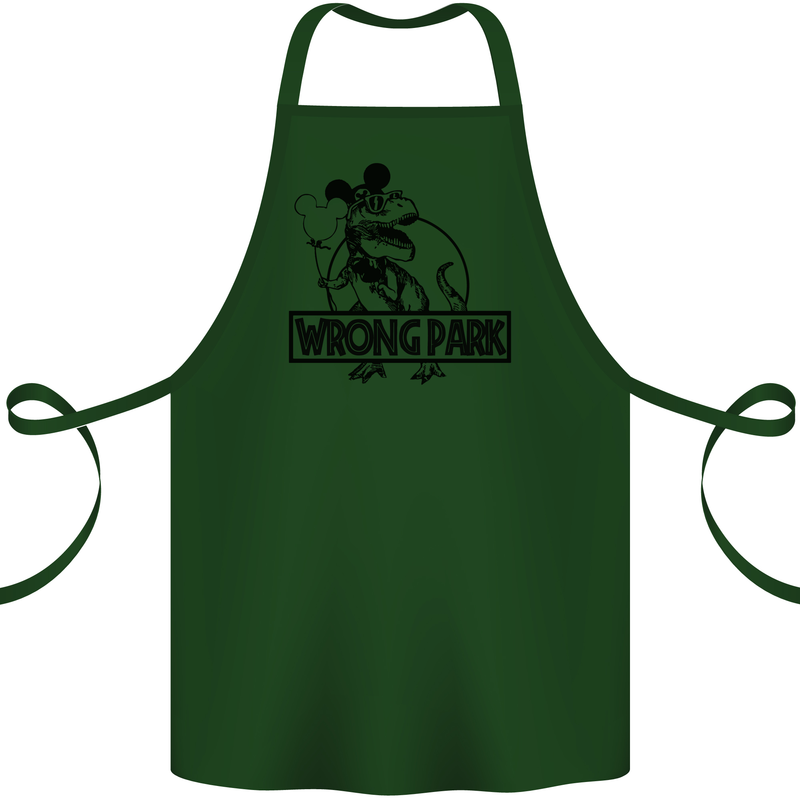 Wrong Park Funny T-Rex Dinosaur Jurrasic Cotton Apron 100% Organic Forest Green