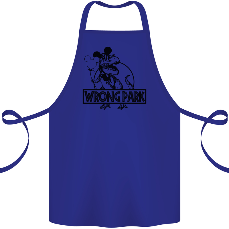 Wrong Park Funny T-Rex Dinosaur Jurrasic Cotton Apron 100% Organic Royal Blue