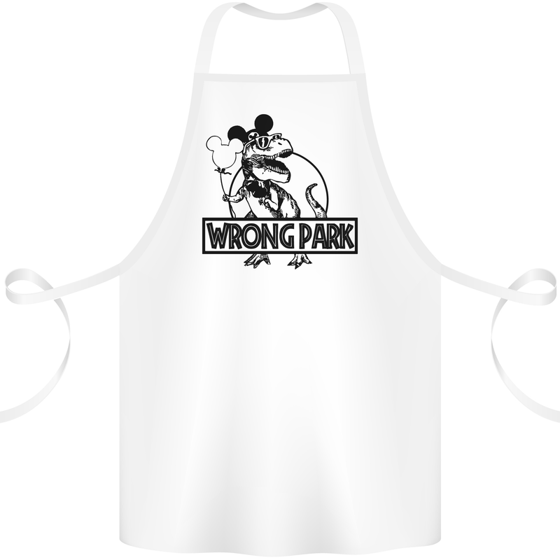 Wrong Park Funny T-Rex Dinosaur Jurrasic Cotton Apron 100% Organic White
