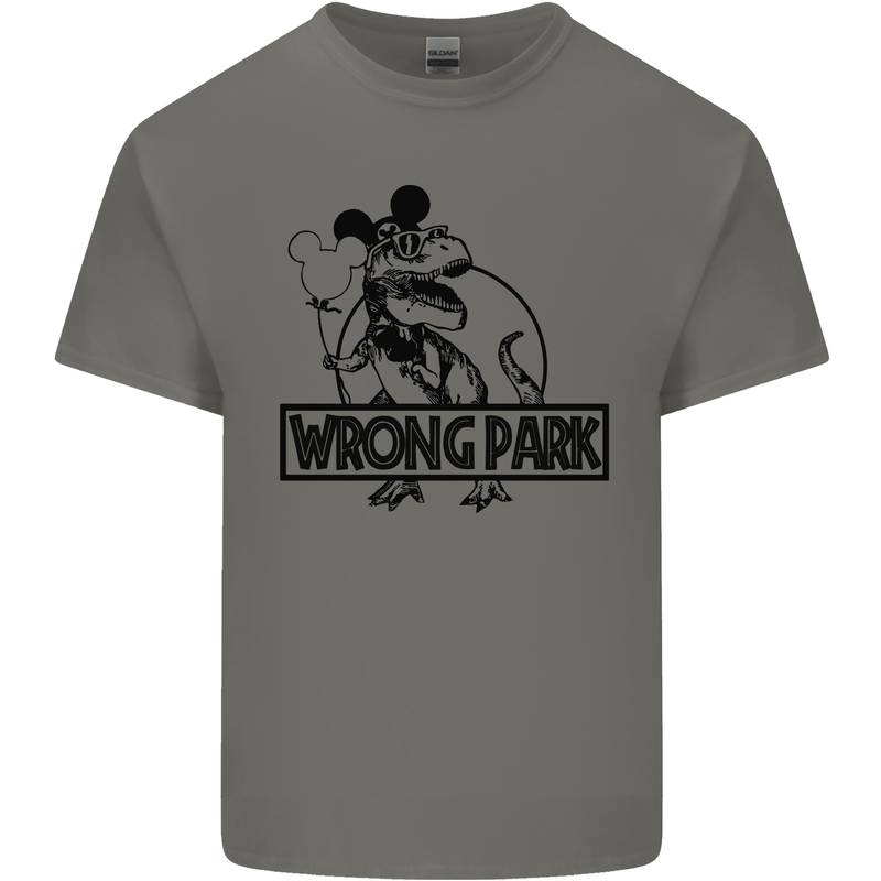 Wrong Park Funny T-Rex Dinosaur Jurrasic Mens Cotton T-Shirt Tee Top Charcoal