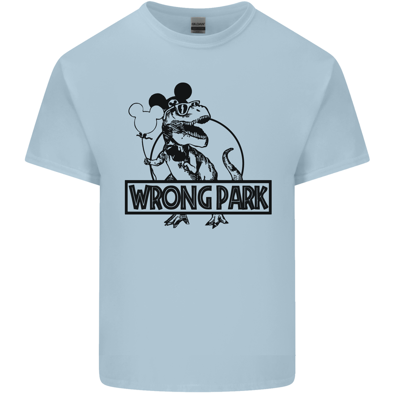 Wrong Park Funny T-Rex Dinosaur Jurrasic Mens Cotton T-Shirt Tee Top Light Blue