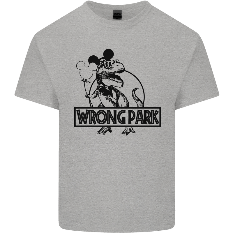 Wrong Park Funny T-Rex Dinosaur Jurrasic Mens Cotton T-Shirt Tee Top Sports Grey