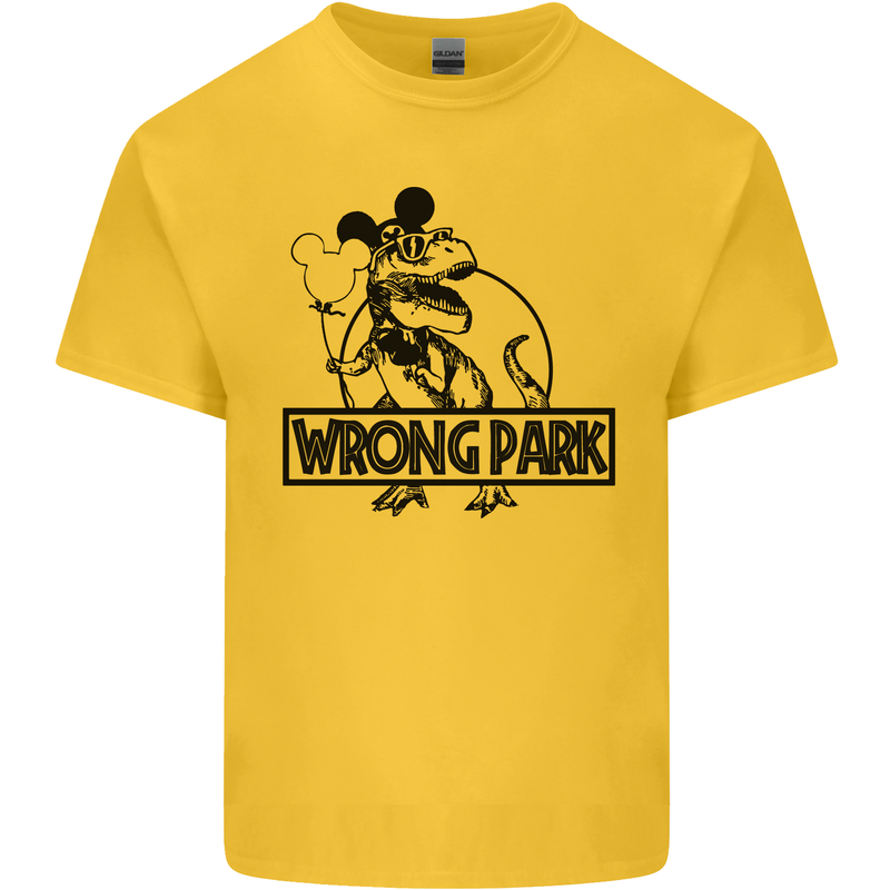 Wrong Park Funny T-Rex Dinosaur Jurrasic Mens Cotton T-Shirt Tee Top Yellow