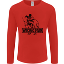 Wrong Park Funny T-Rex Dinosaur Jurrasic Mens Long Sleeve T-Shirt Red