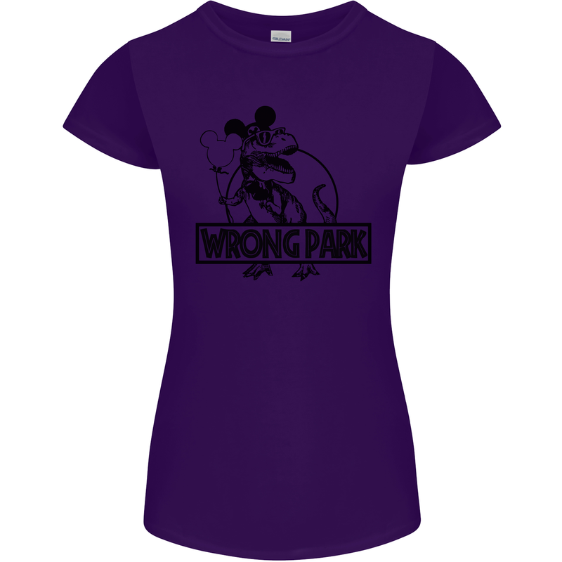 Wrong Park Funny T-Rex Dinosaur Jurrasic Womens Petite Cut T-Shirt Purple