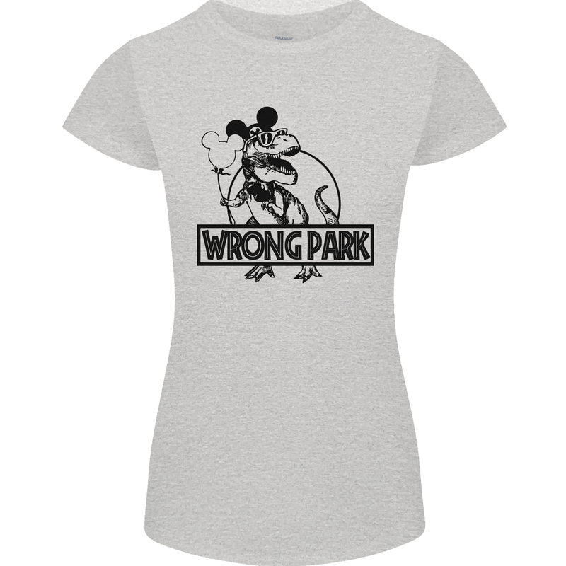 Wrong Park Funny T-Rex Dinosaur Jurrasic Womens Petite Cut T-Shirt Sports Grey
