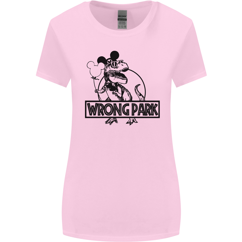 Wrong Park Funny T-Rex Dinosaur Jurrasic Womens Wider Cut T-Shirt Light Pink