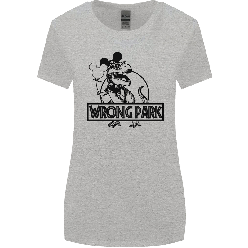 Wrong Park Funny T-Rex Dinosaur Jurrasic Womens Wider Cut T-Shirt Sports Grey