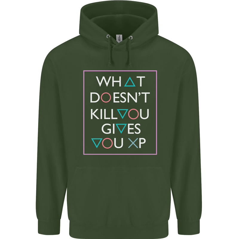 XP Gamer Gaming Arcade Games RPG Childrens Kids Hoodie Forest Green
