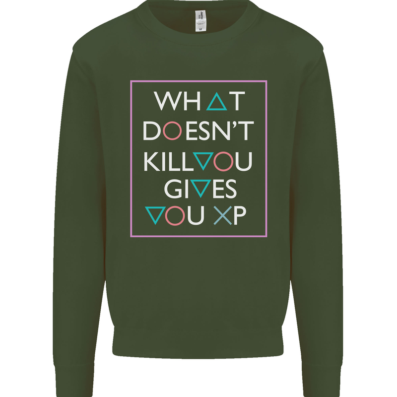 XP Gamer Gaming Arcade Games RPG Kids Sweatshirt Jumper Forest Green