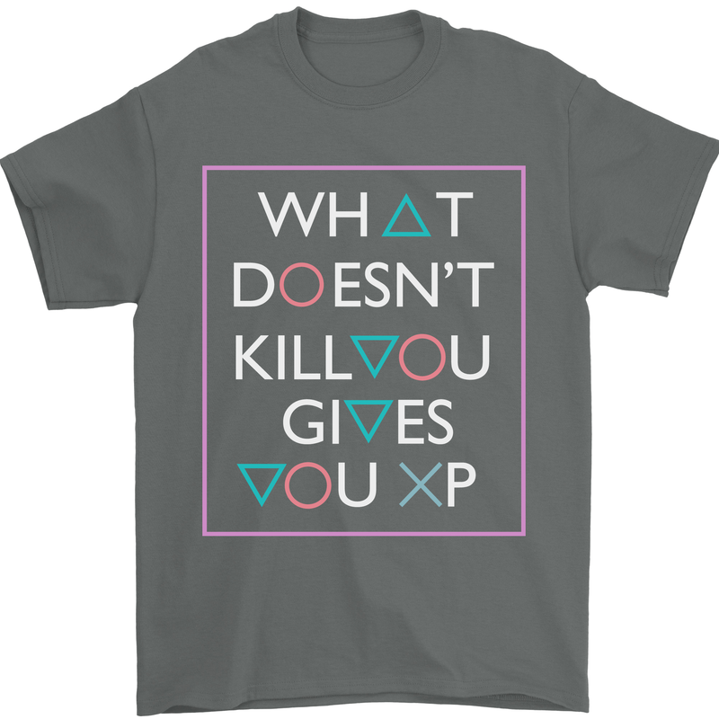 XP Gamer Gaming Arcade Games RPG Mens T-Shirt Cotton Gildan Charcoal