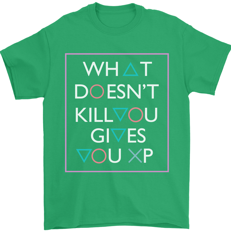 XP Gamer Gaming Arcade Games RPG Mens T-Shirt Cotton Gildan Irish Green