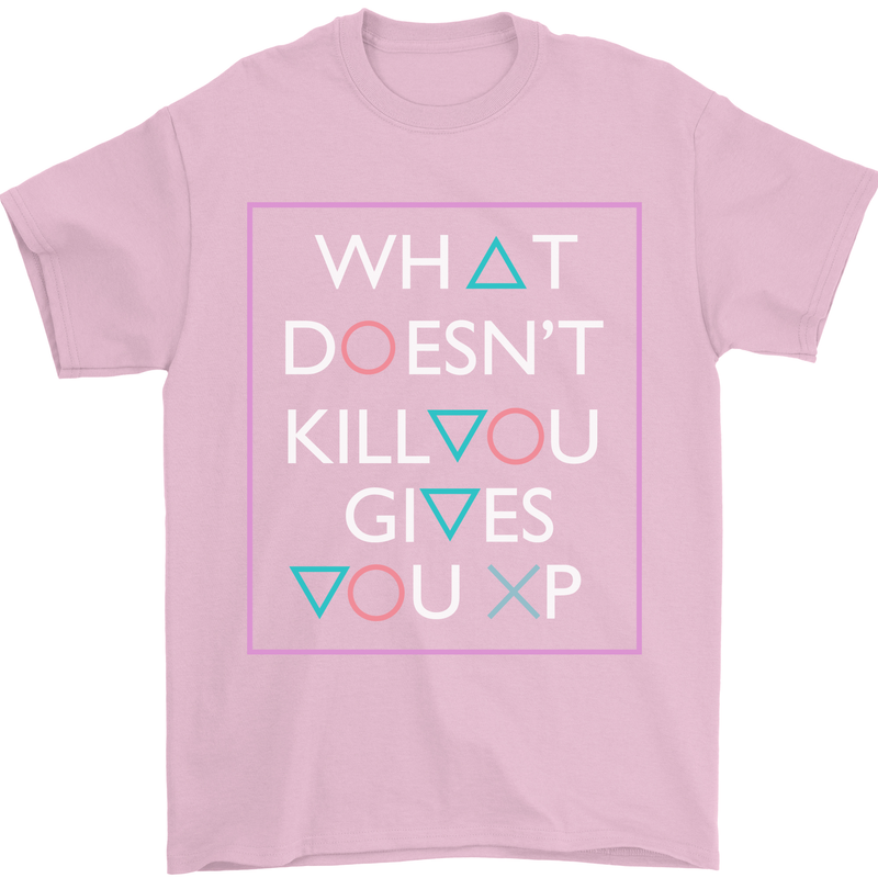 XP Gamer Gaming Arcade Games RPG Mens T-Shirt Cotton Gildan Light Pink