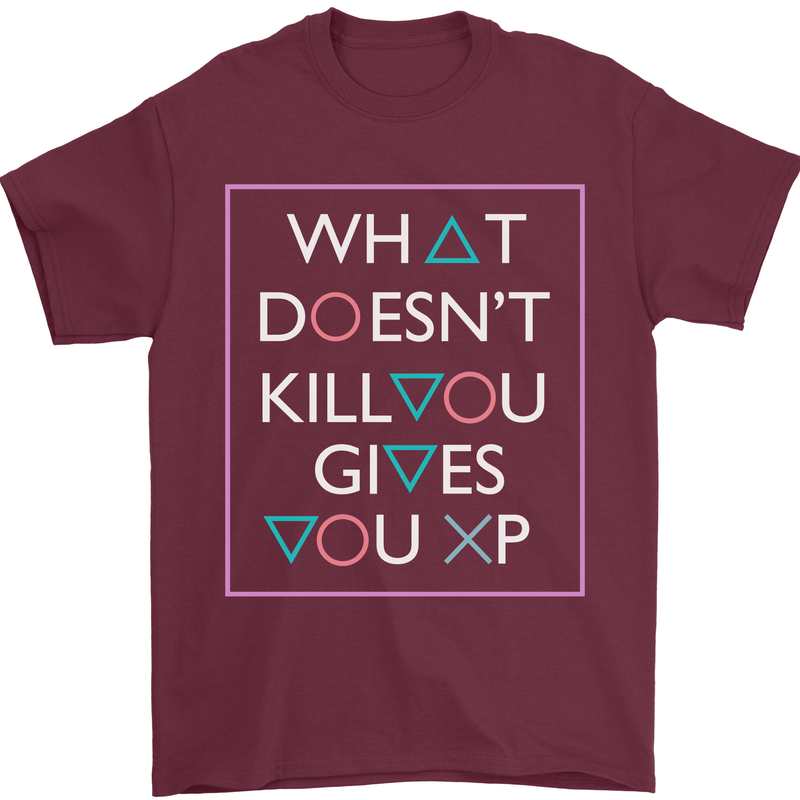XP Gamer Gaming Arcade Games RPG Mens T-Shirt Cotton Gildan Maroon