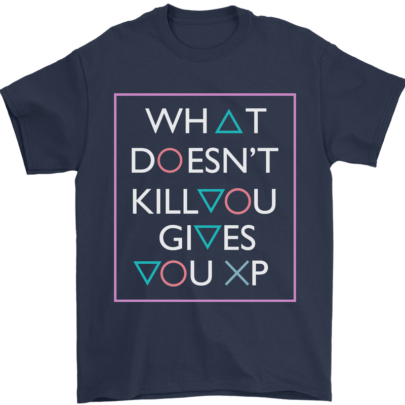 XP Gamer Gaming Arcade Games RPG Mens T-Shirt Cotton Gildan Navy Blue