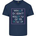 XP Gamer Gaming Arcade Games RPG Mens V-Neck Cotton T-Shirt Navy Blue