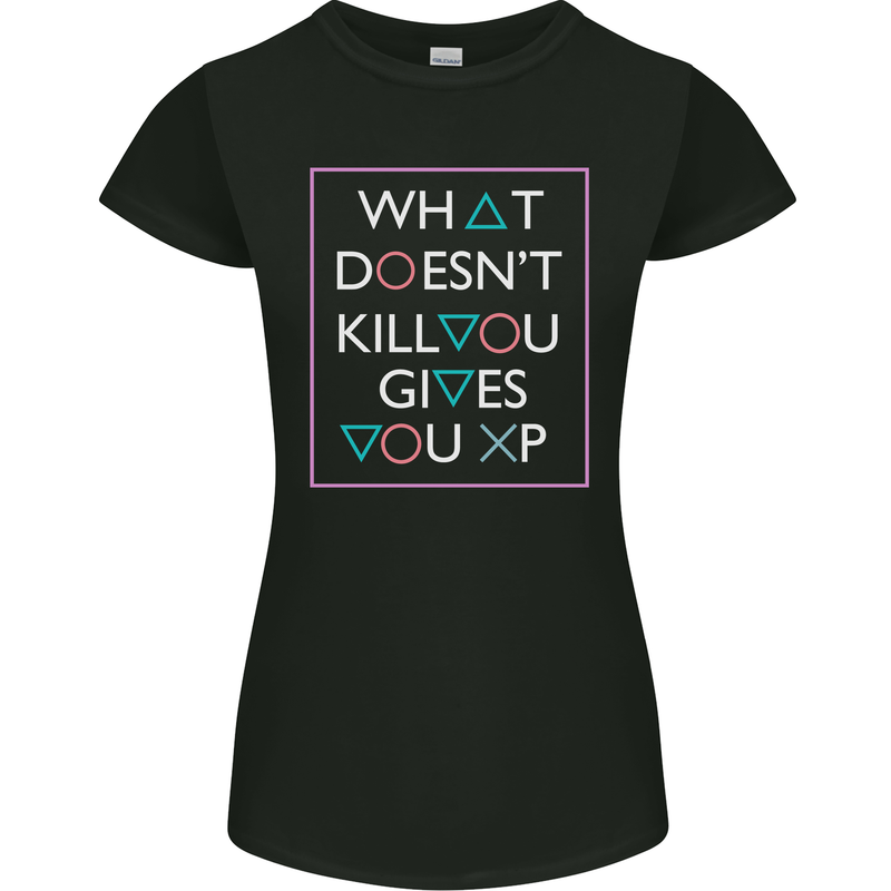 XP Gamer Gaming Arcade Games RPG Womens Petite Cut T-Shirt Black
